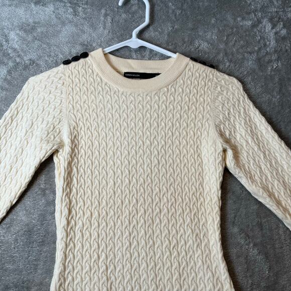 Karen Millen Women’s XS Wool Blend Textured Sweater Cream - Picture 2 of 6